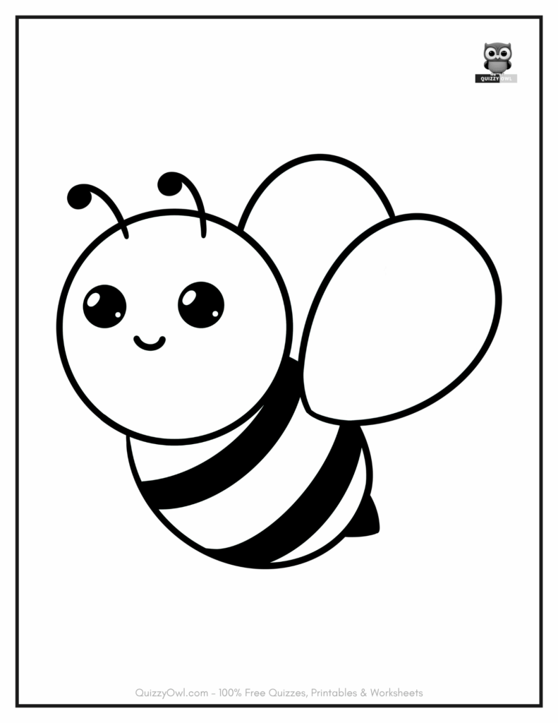 Fat bee flying with big wings – printable coloring page for kids