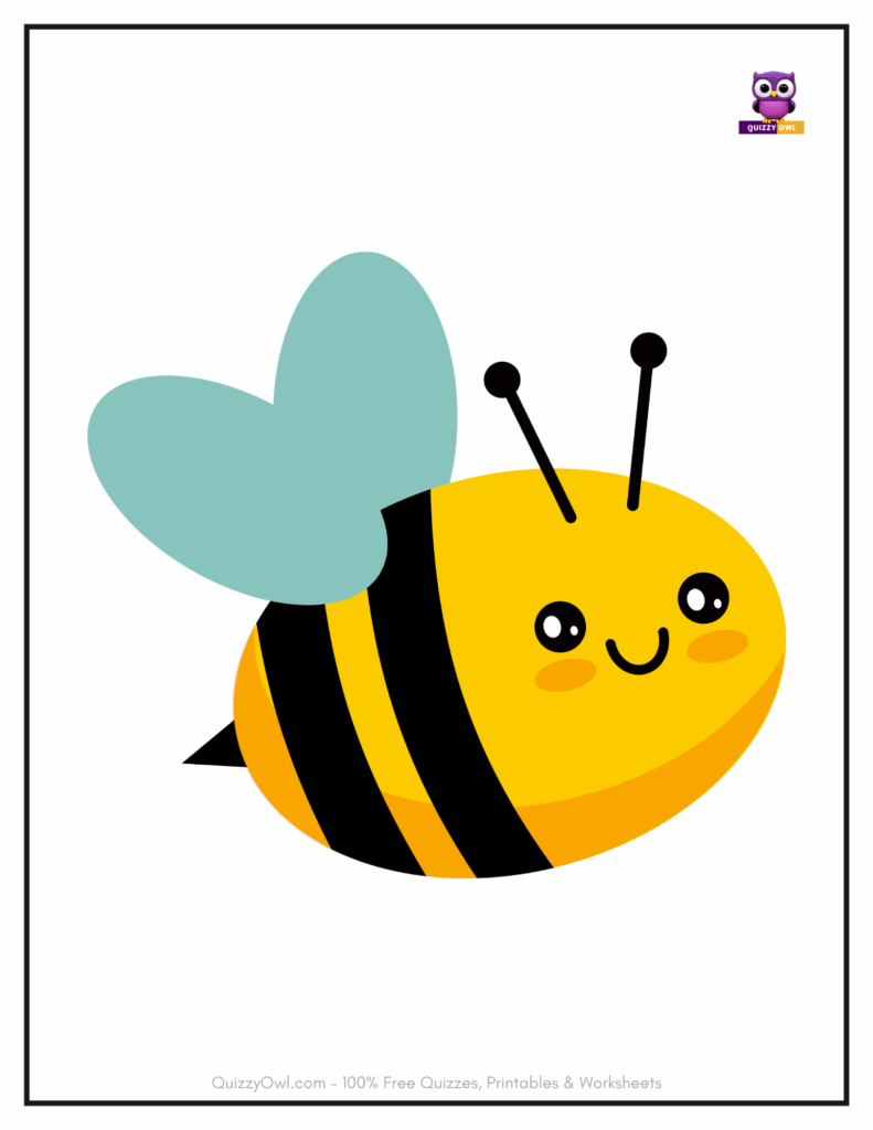 Colored bee flying with yellow and black stripes, soft white wings