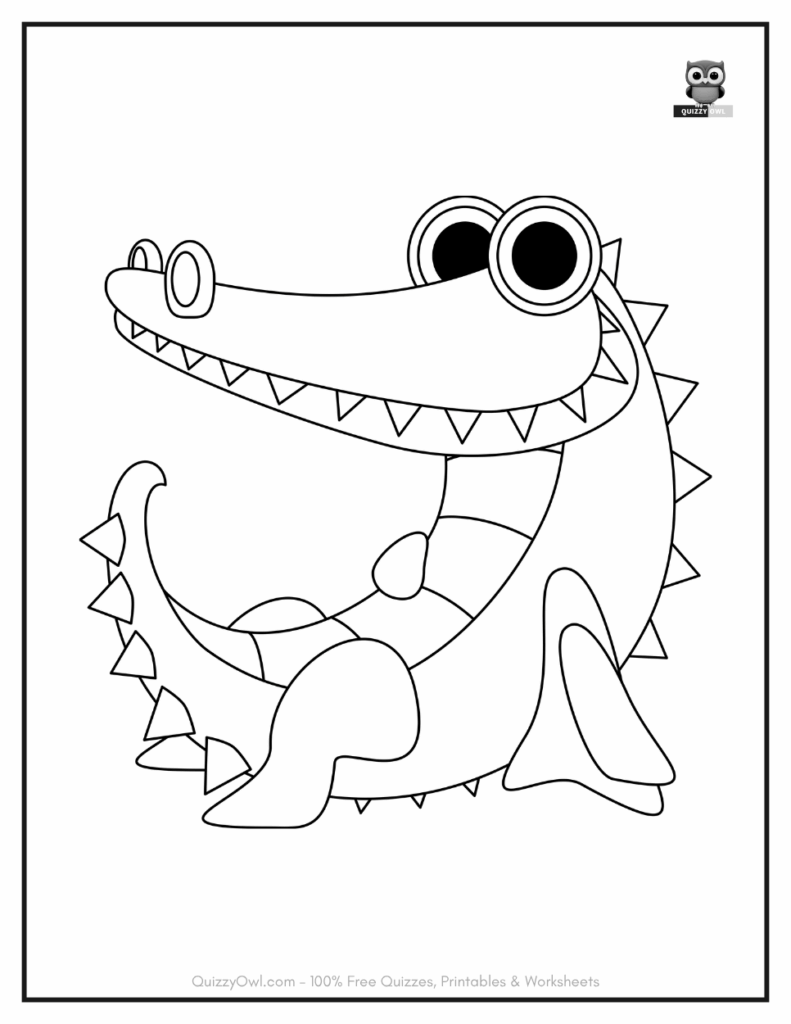 Resting Alligator illustration from alligator coloring collection.