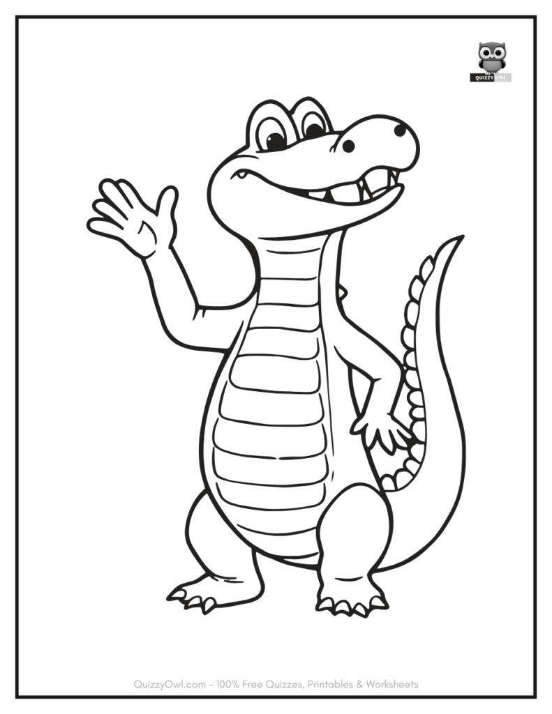 Happy Alligator illustration from alligator color sheet collection.