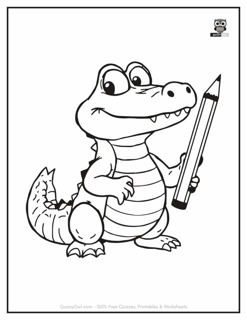 Expressive Alligator illustration from alligator coloring collection.