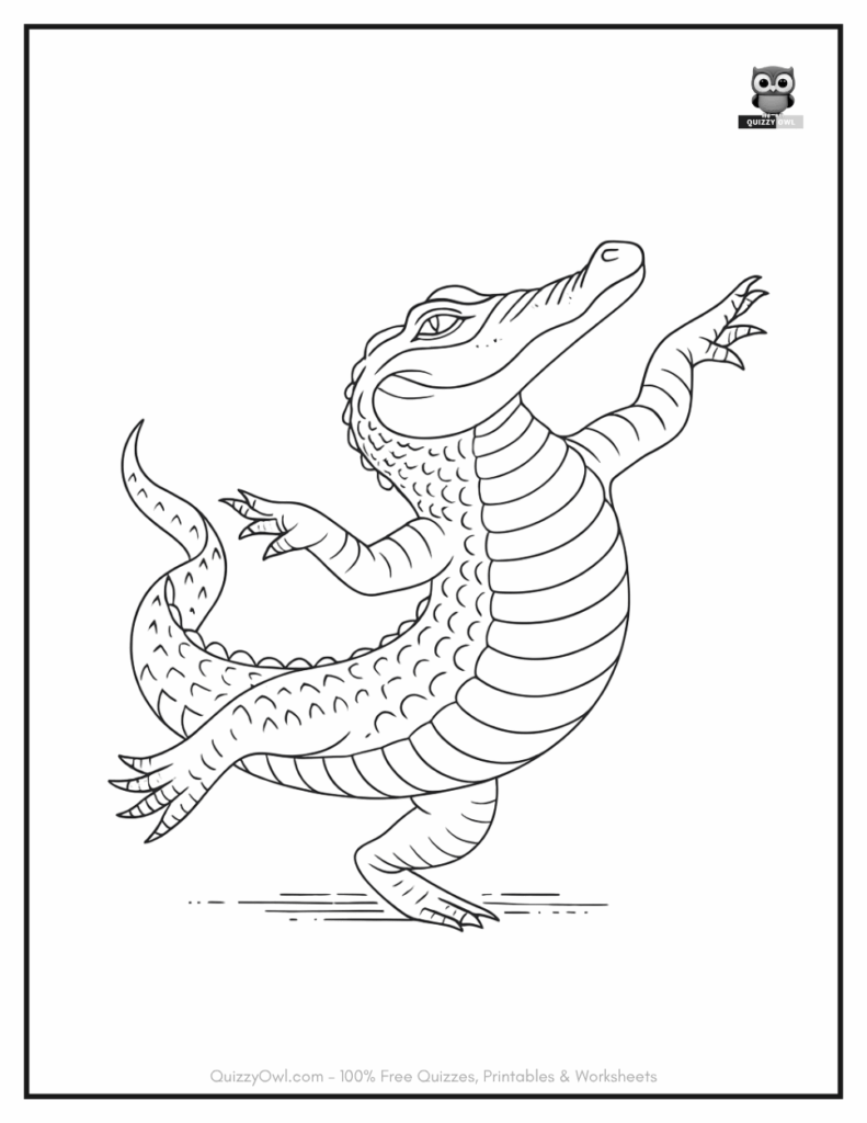 Dancing Alligator illustration from alligator color sheet collection.