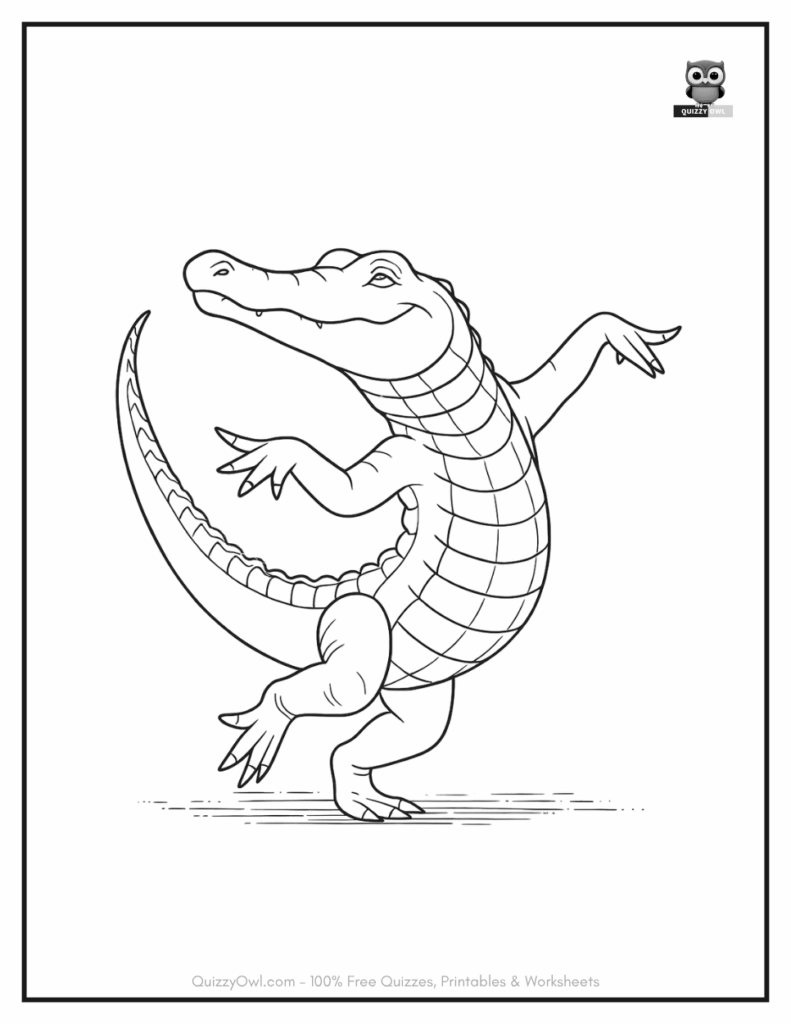 Dancing Alligator - Animal Coloring Page