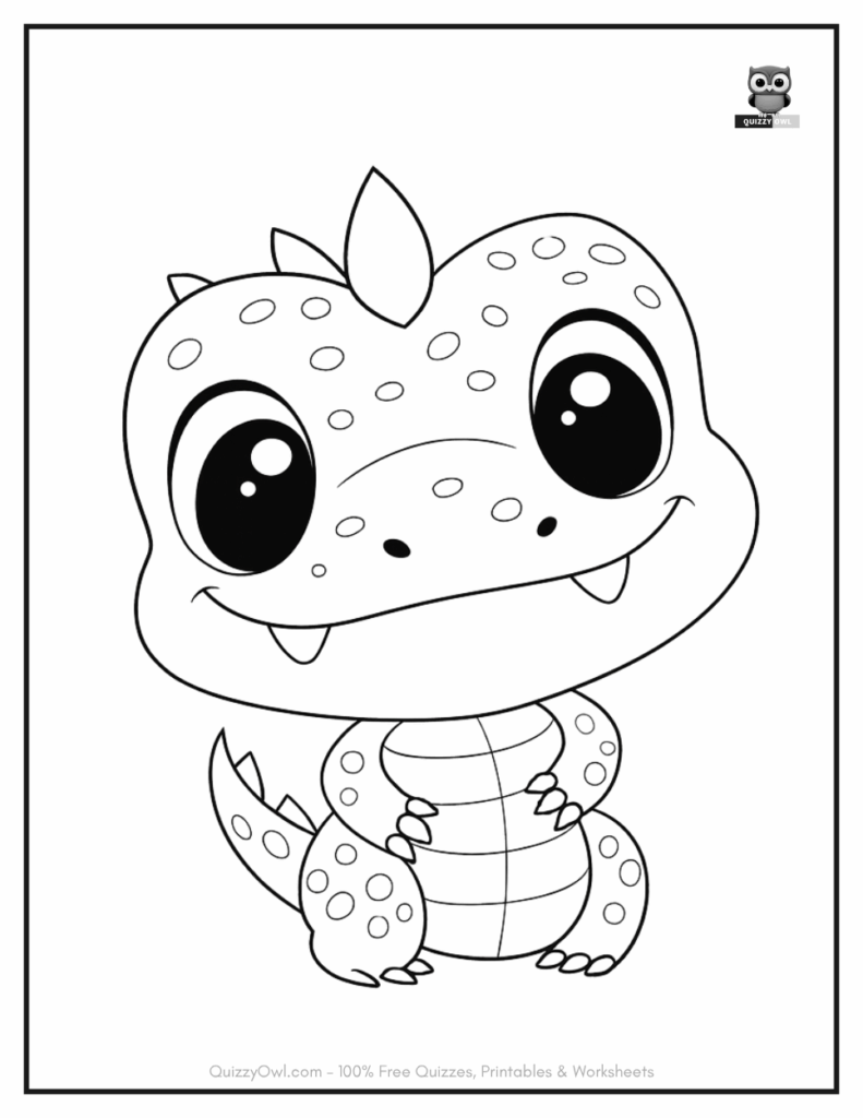 Cute Baby Alligator illustration from alligator color sheet collection.
