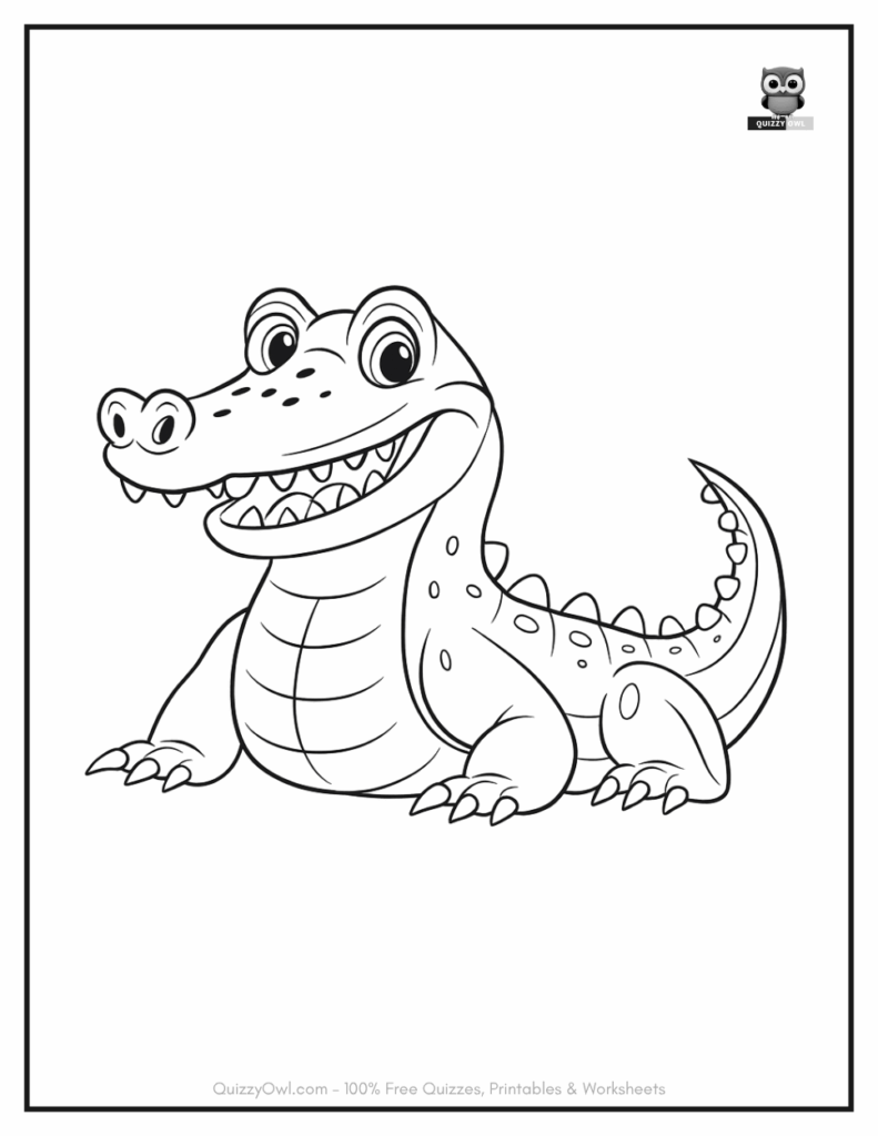 Outlined Alligator illustration from alligator coloring collection.