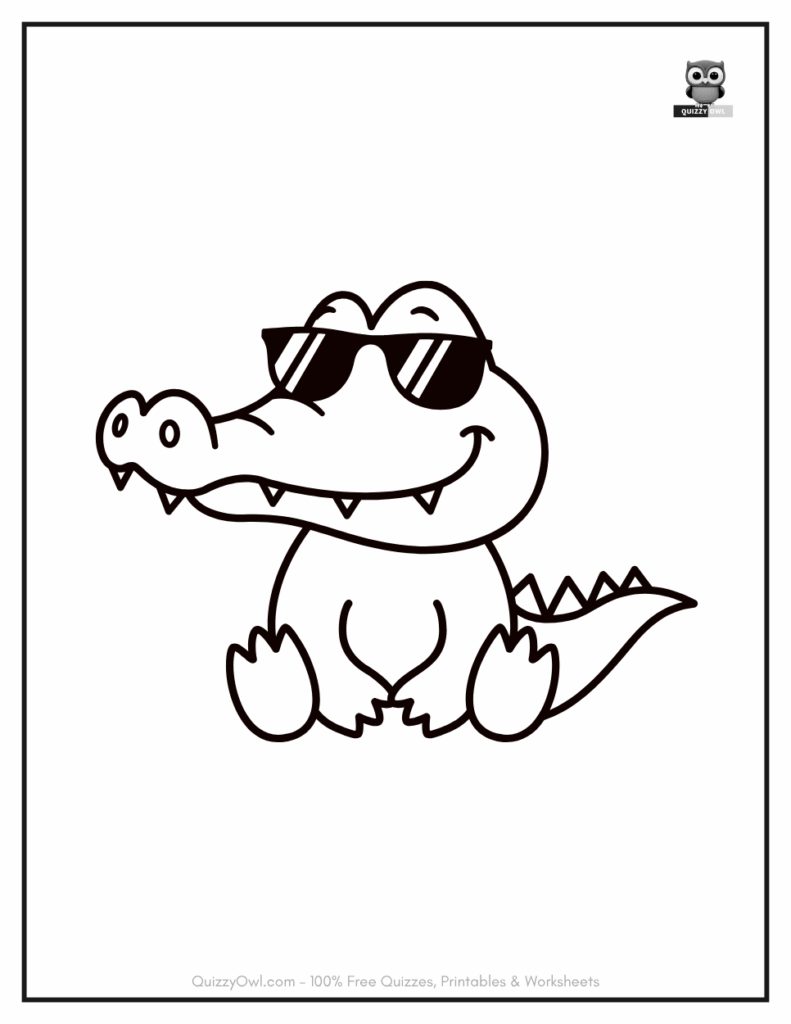 Smiling Alligator illustration from alligator color sheet collection.
