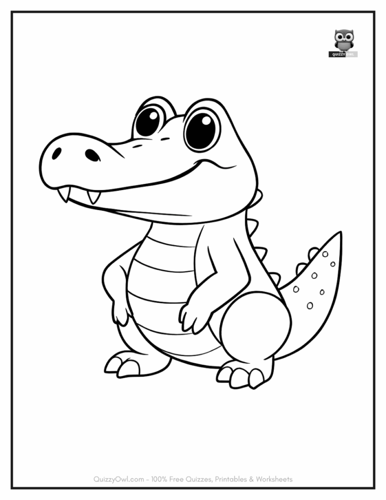 Patterned Alligator illustration from alligator coloring pages collection.