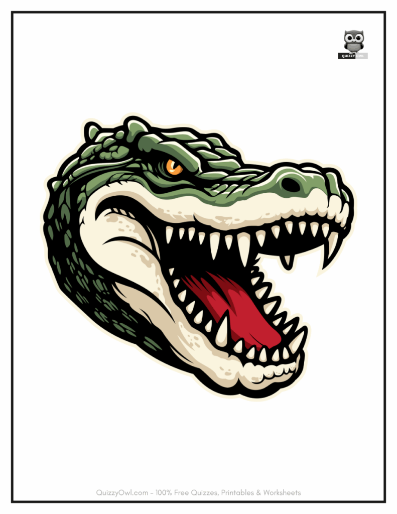 Alligator Head illustration from alligator colored pages collection.
