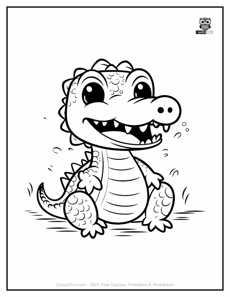 Cute Alligator illustration from alligator color sheet collection.