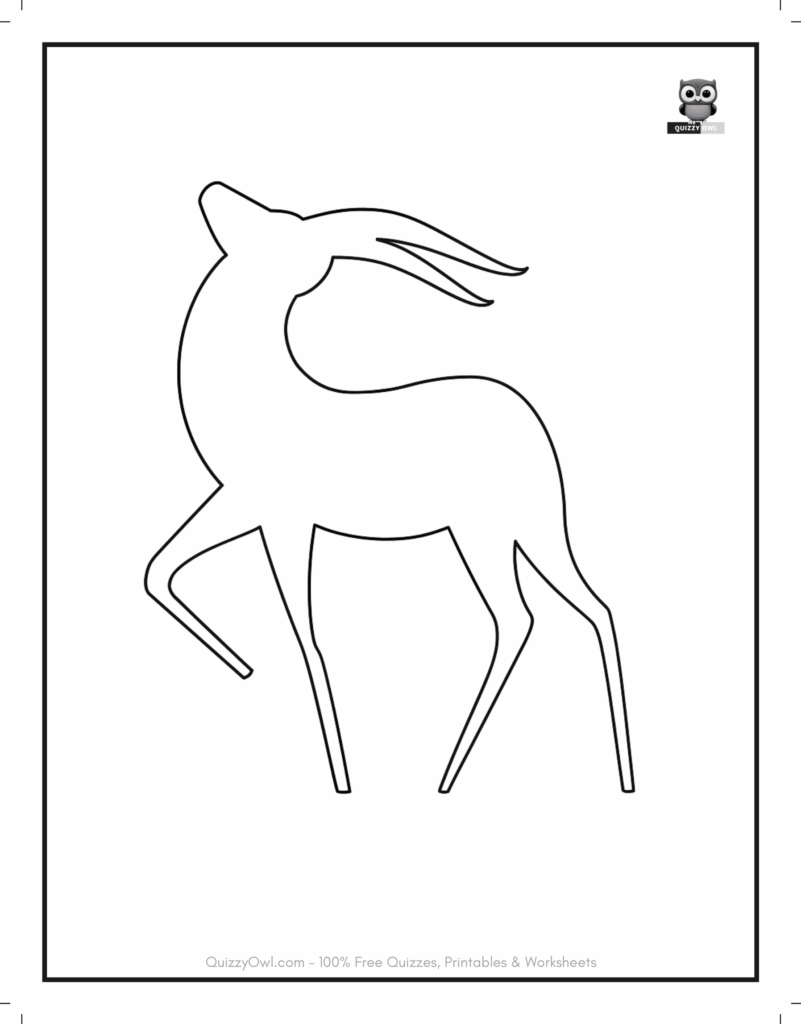 Simple antelope side pose – animal coloring page.
