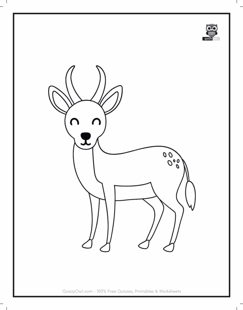 Cute cartoon antelope - Animal Coloring Page