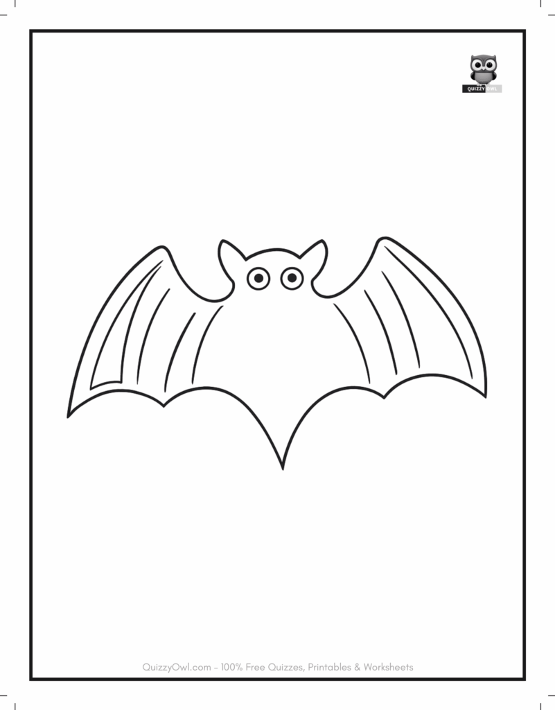 Cartoon Bat icon featured in printable bat coloring sheets for kids to color.