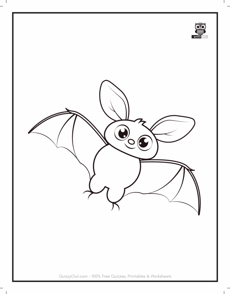 Baby Bat featured in bat coloring page for kids to color.