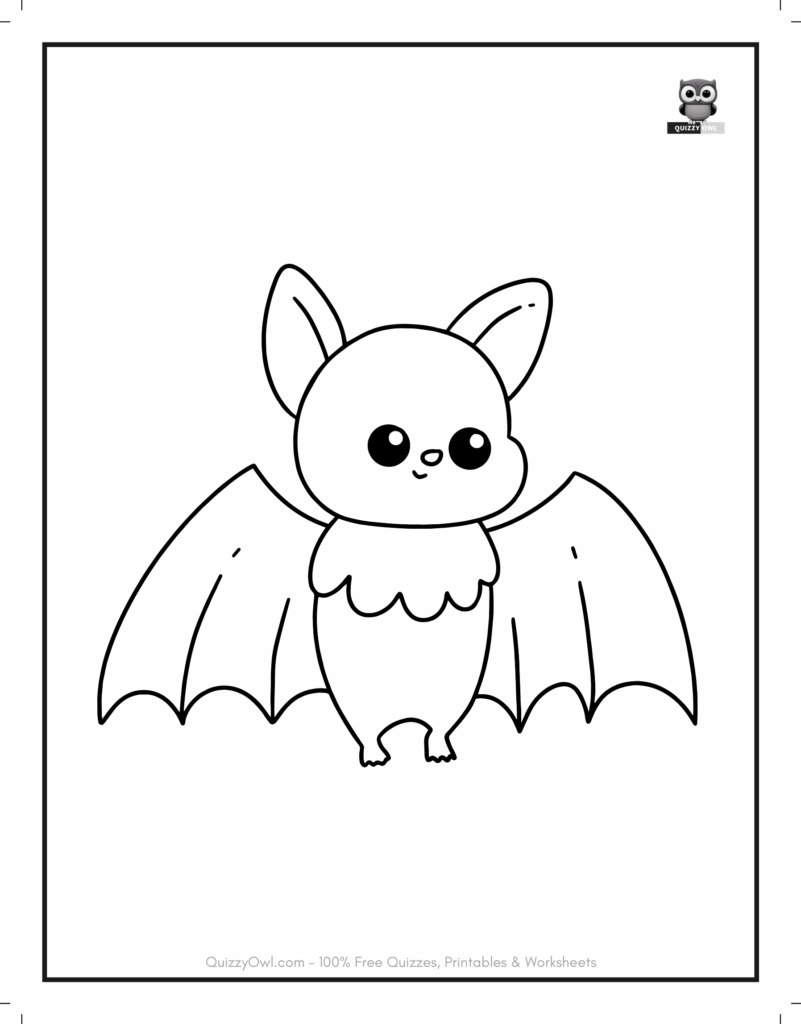 Halloween Bat featured in free bat coloring sheet for kids to color.