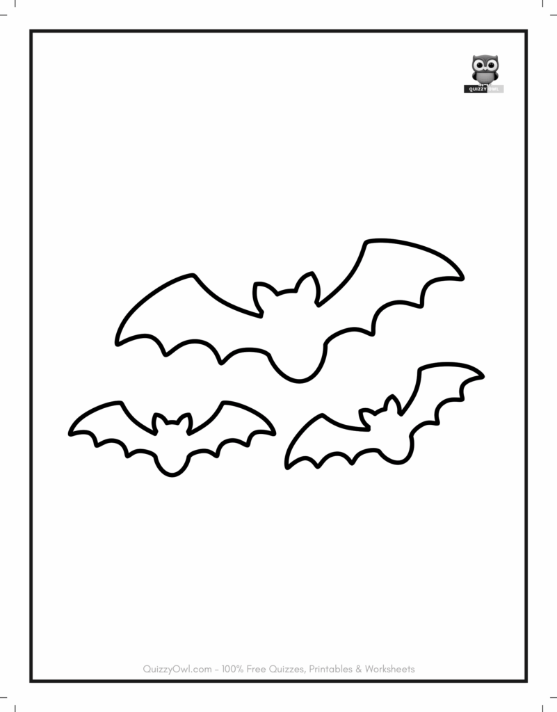 Flying Bats featured in bat coloring page for kids to color.