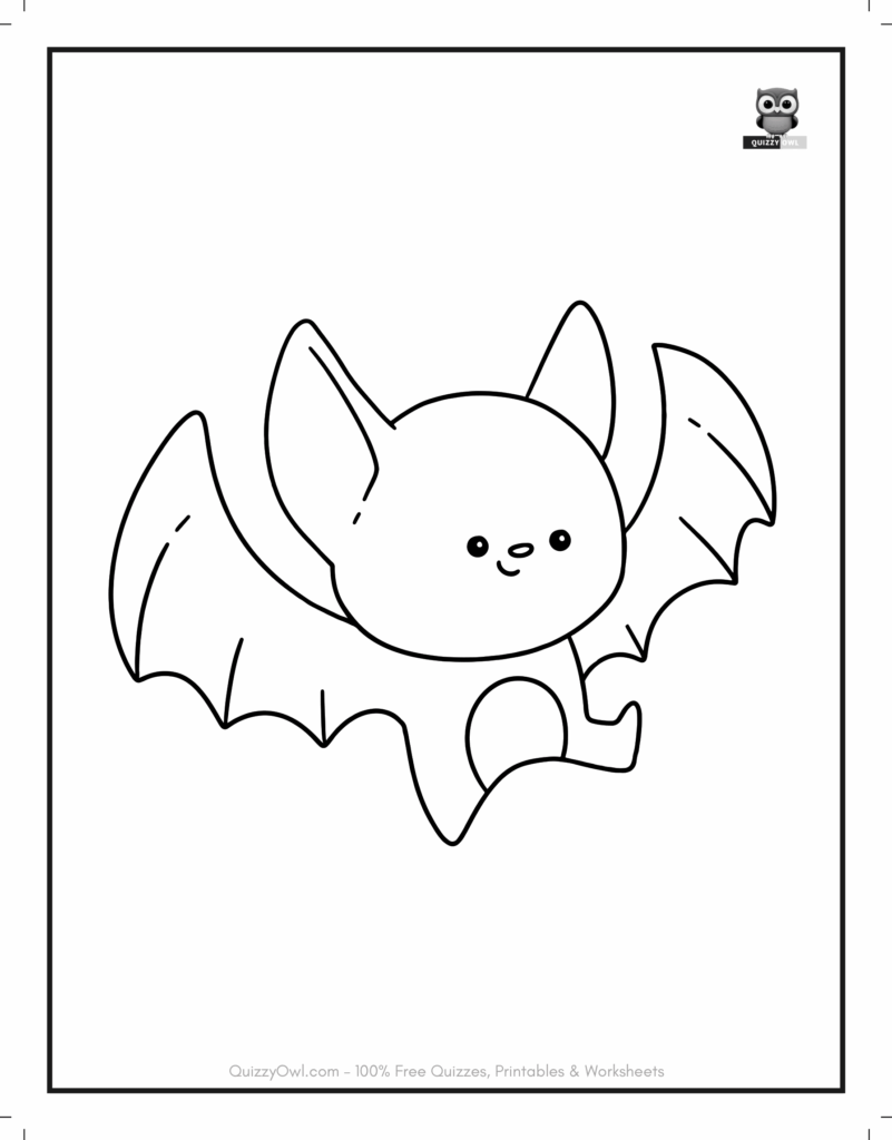 Cute Bat in bat coloring images for kids to color.