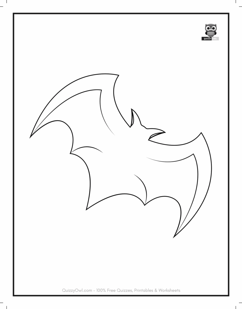 Cartoon Bat featured in printable bat coloring sheets for kids to color.